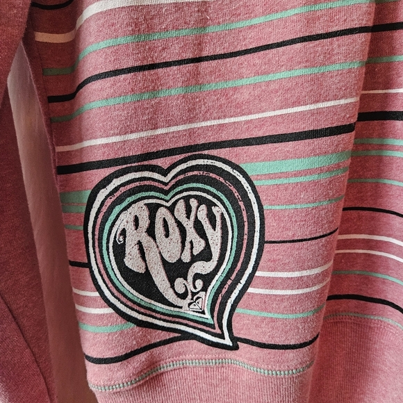 Roxy Vintage Fleece Lined Striped Zip Hoodie W/Teddy Lined Hood - Picture 6 of 9